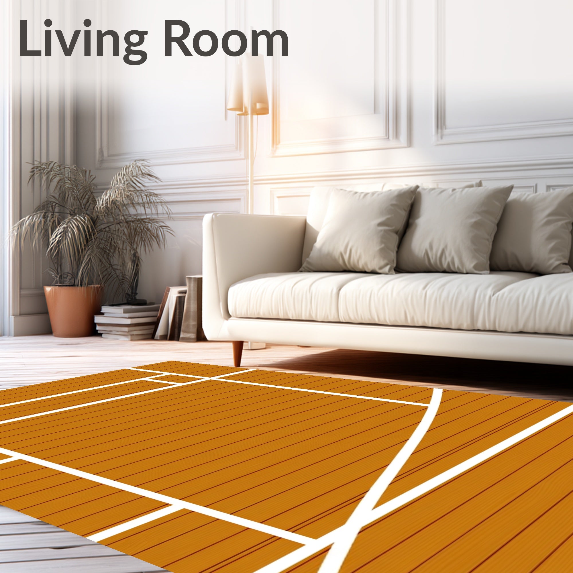 Warm Wood Grain Geometric Court Rug