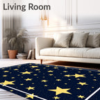 Golden Stars Night Sky Rug