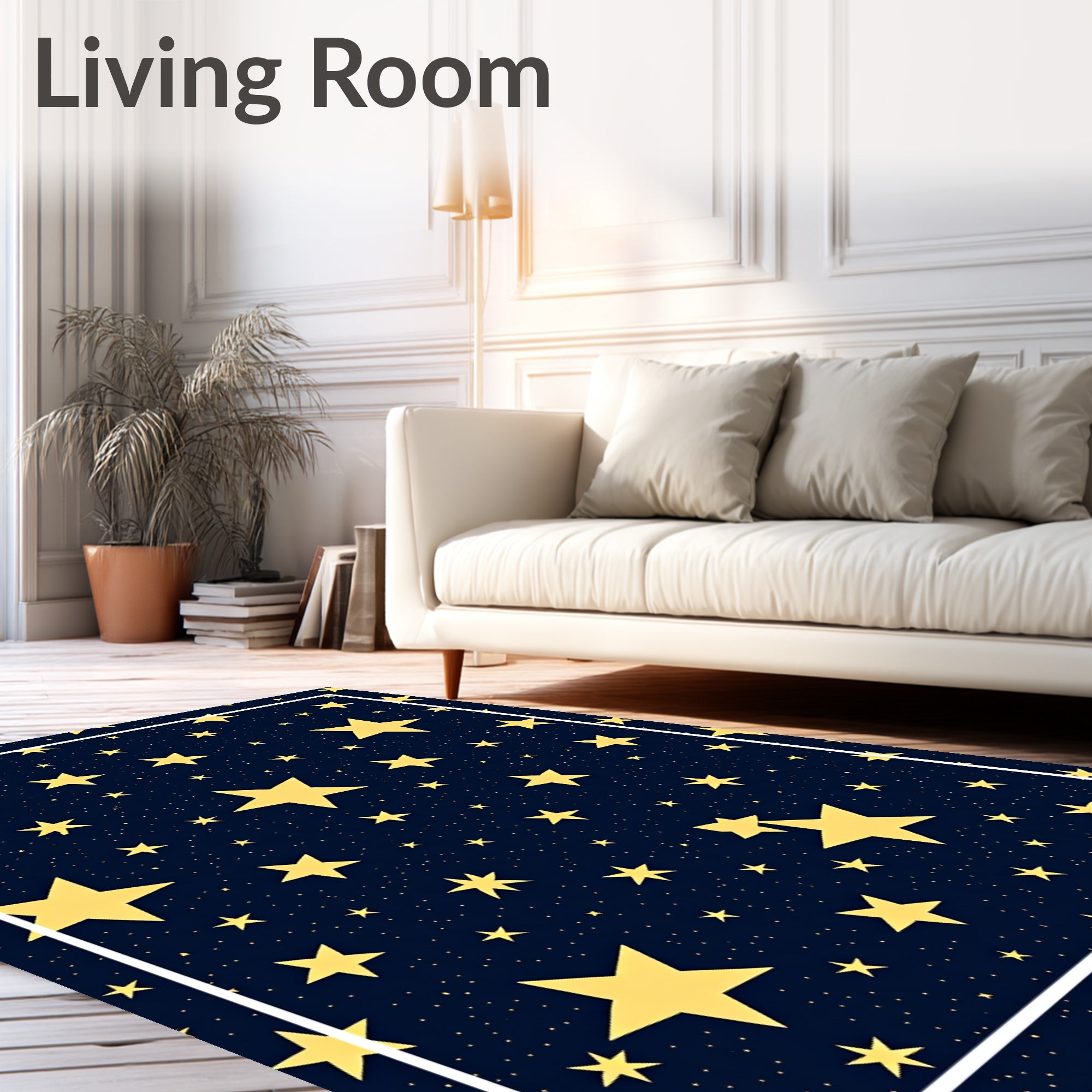 Golden Stars Night Sky Rug