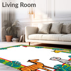 Whimsical Jungle Animals Alphabet Border Rug