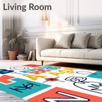 Colorful Abstract Alphabet Graphic Collage Rug