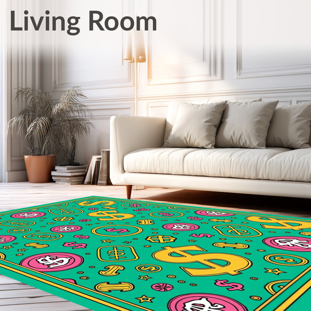 Playful Dollar Coin Scatter Rug