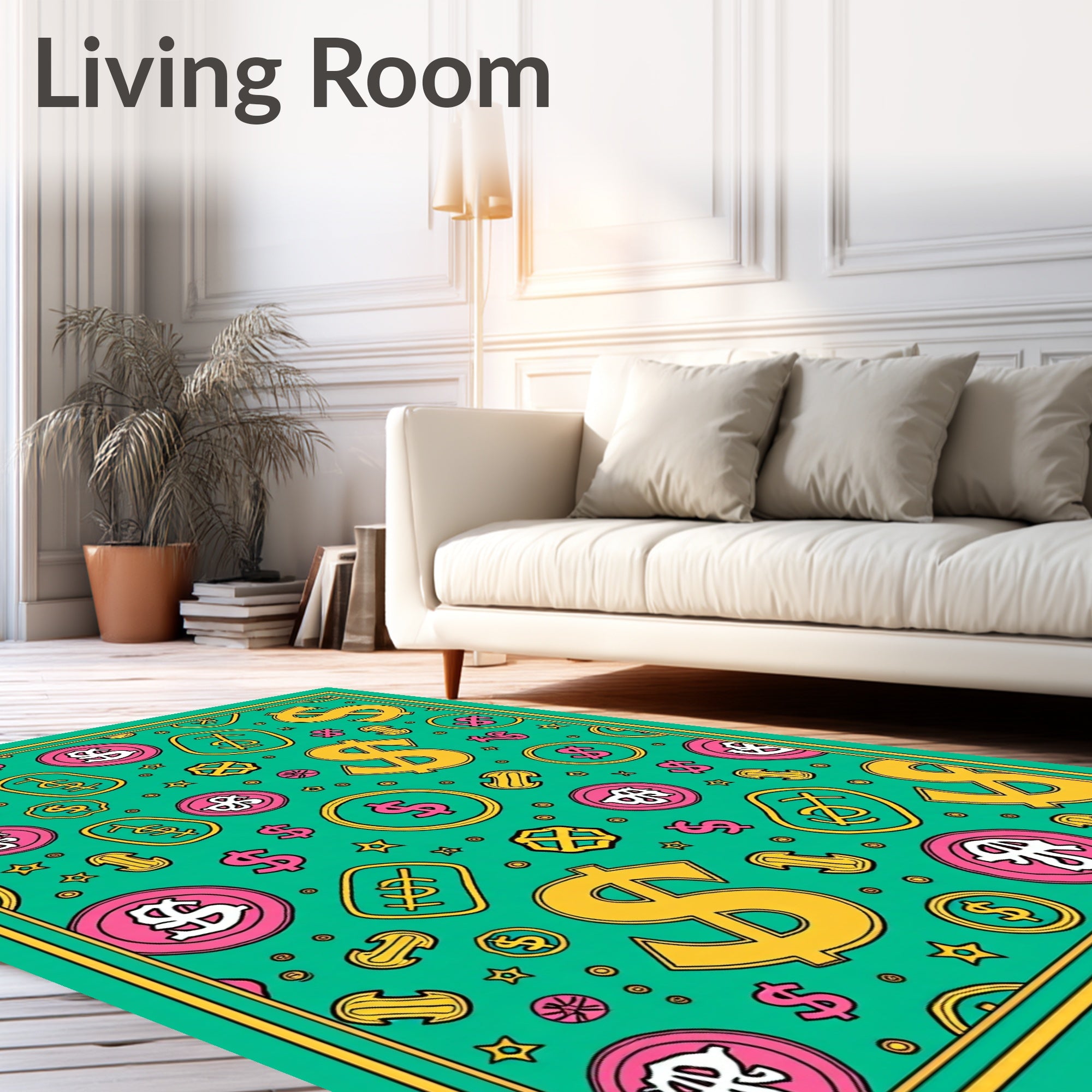 Playful Dollar Coin Scatter Rug