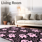 Pink Happy Ghost Swirl Halloween Rug