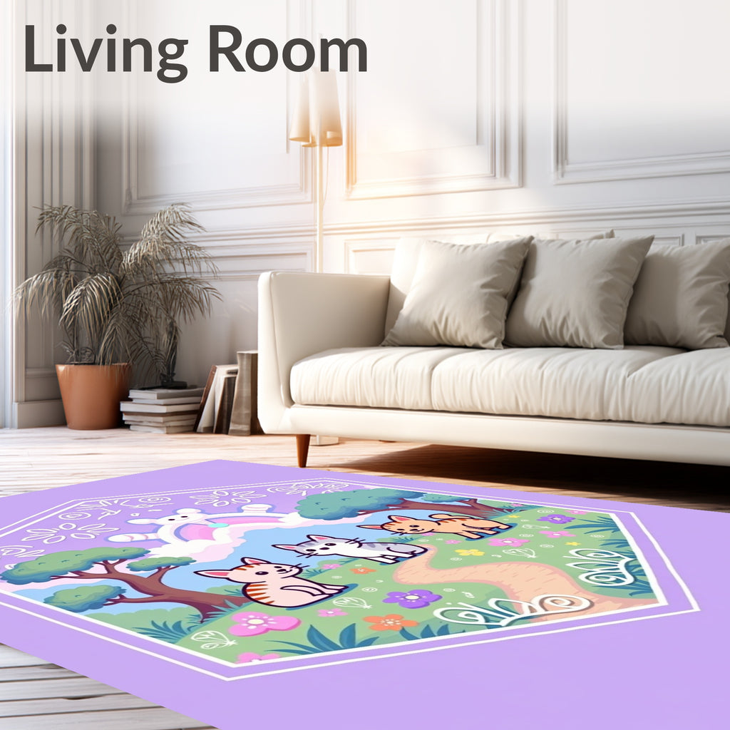 Cute Kawaii Cats Garden Landscape Rug
