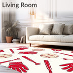 Red Baseball Bat and Glove Scatter Rug