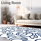 Navy Swirl Organic Calligraphy Rug