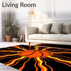 Vibrant Orange Basketball Sunburst Rug