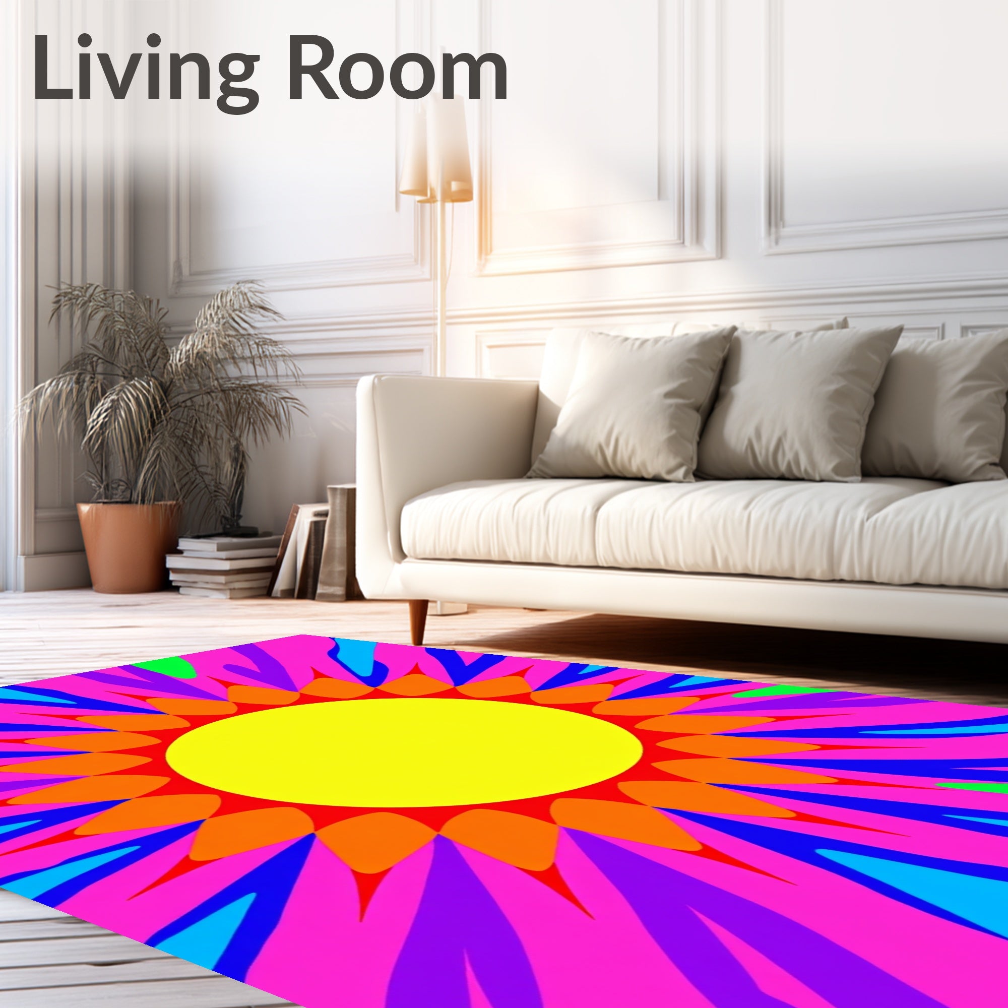 Vibrant Sunburst Bright Floral Rug