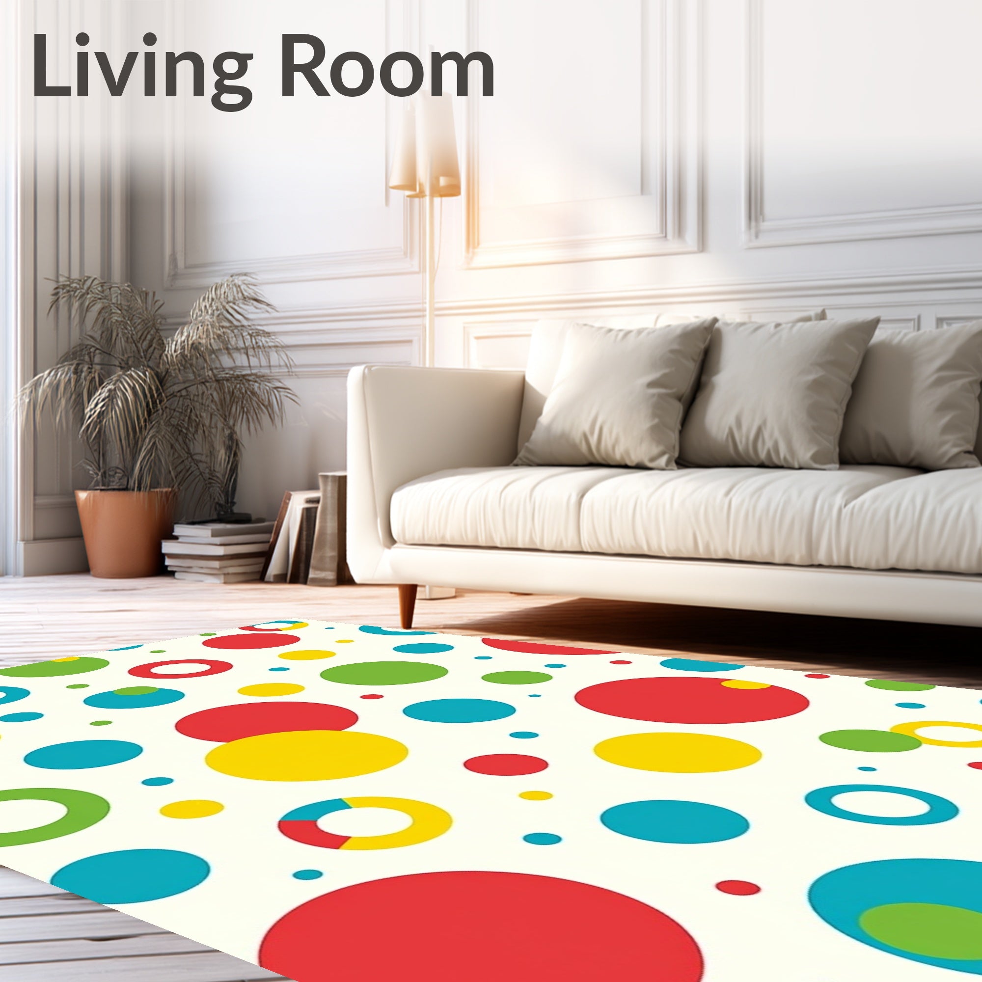 Colorful Red Blue Yellow Green Circles Rug