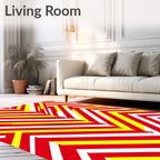 Bold Red Yellow Chevron Stripe Rectangles Rug