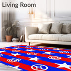 Red Blue Striped Star Medallion Rug