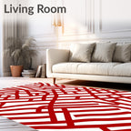 Crimson Red Intersecting Lines Rug