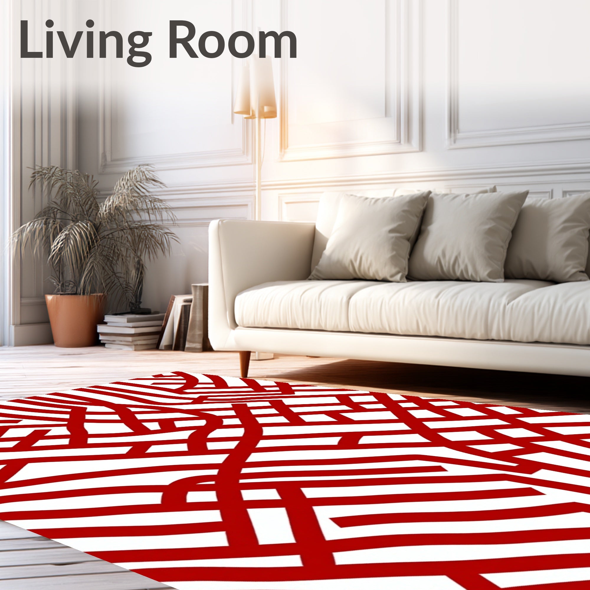 Crimson Red Intersecting Lines Rug