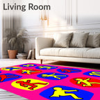 Vibrant Figures Red Yellow Blue Circles Rug