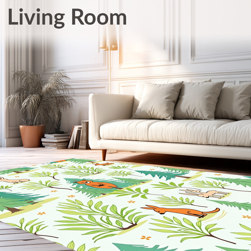 Whimsical Forest Creatures Playful Animals Rug