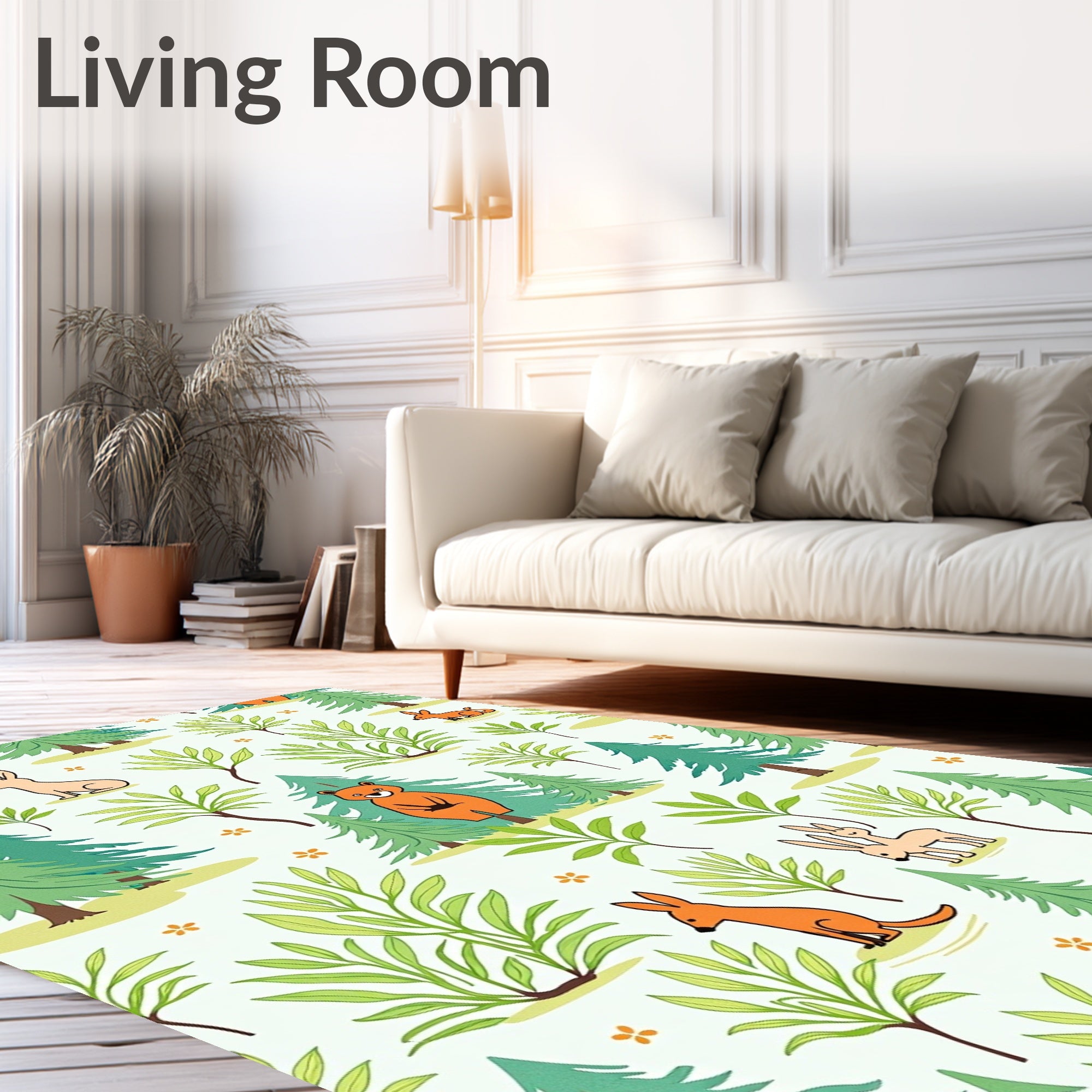Whimsical Forest Creatures Playful Animals Rug