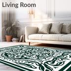 Dark Green Floral Medallion Mandala Rug