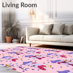 Funny Pink Alien Tower Illustration Rug