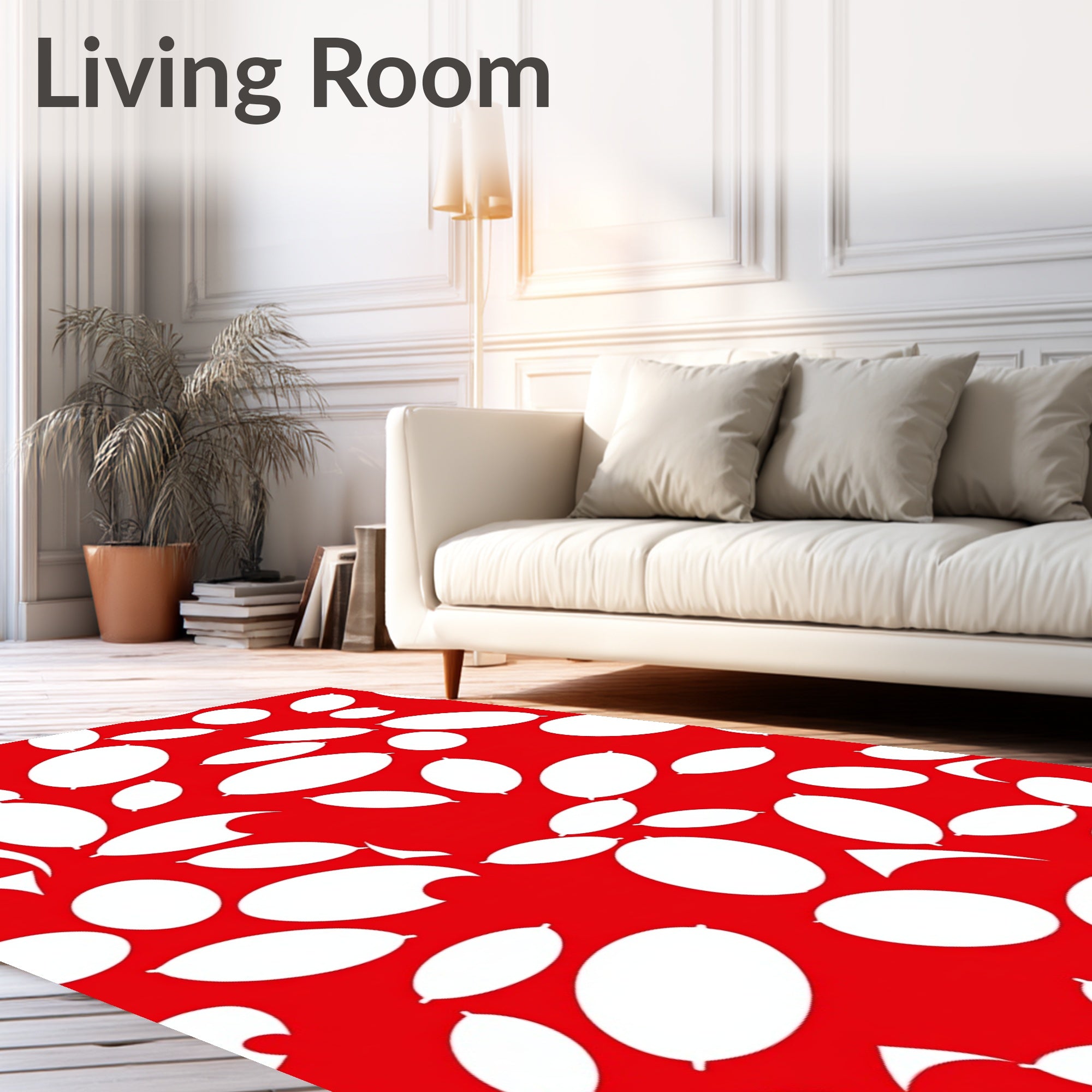 Crimson White Abstract Balloon Cluster Rug