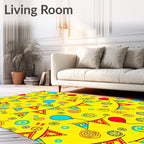 Red Blue Balloon Bunting Celebration Swirls Rug
