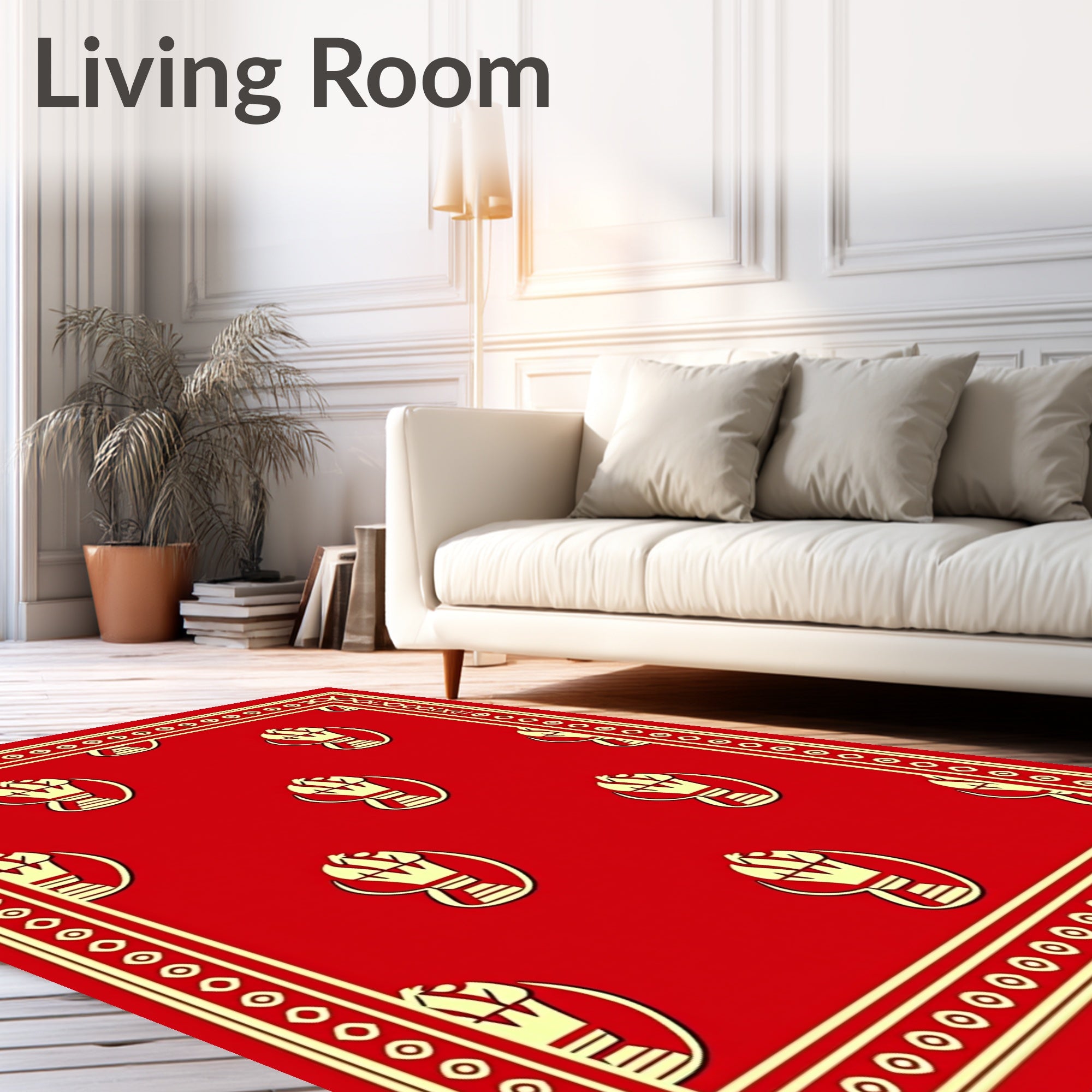 Red Cream Goblet Border Rug