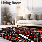 Bold Black White Orange Alphabet Mix Rug