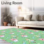 Cute Pink Cartoon Bunny Repeating Pattern Rug