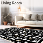 Black Trophy And Star Scatter Rug