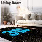 Electric Blue Stars Bursting Number Rug