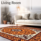 Vibrant Orange and Burgundy Floral Rug