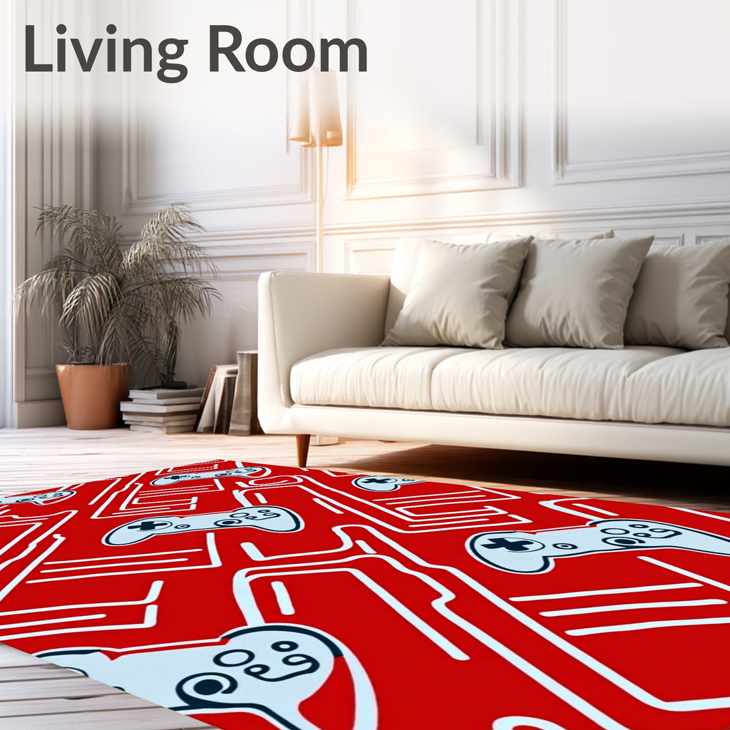 Red Game Controller Circuit Board Rug