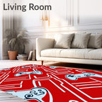 Red Game Controller Circuit Board Rug