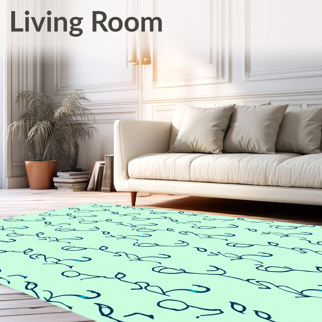 Teal Botanical Sketch Repeat Rug