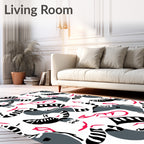Modern Abstract Flamingo Raccoon Whimsical Rug