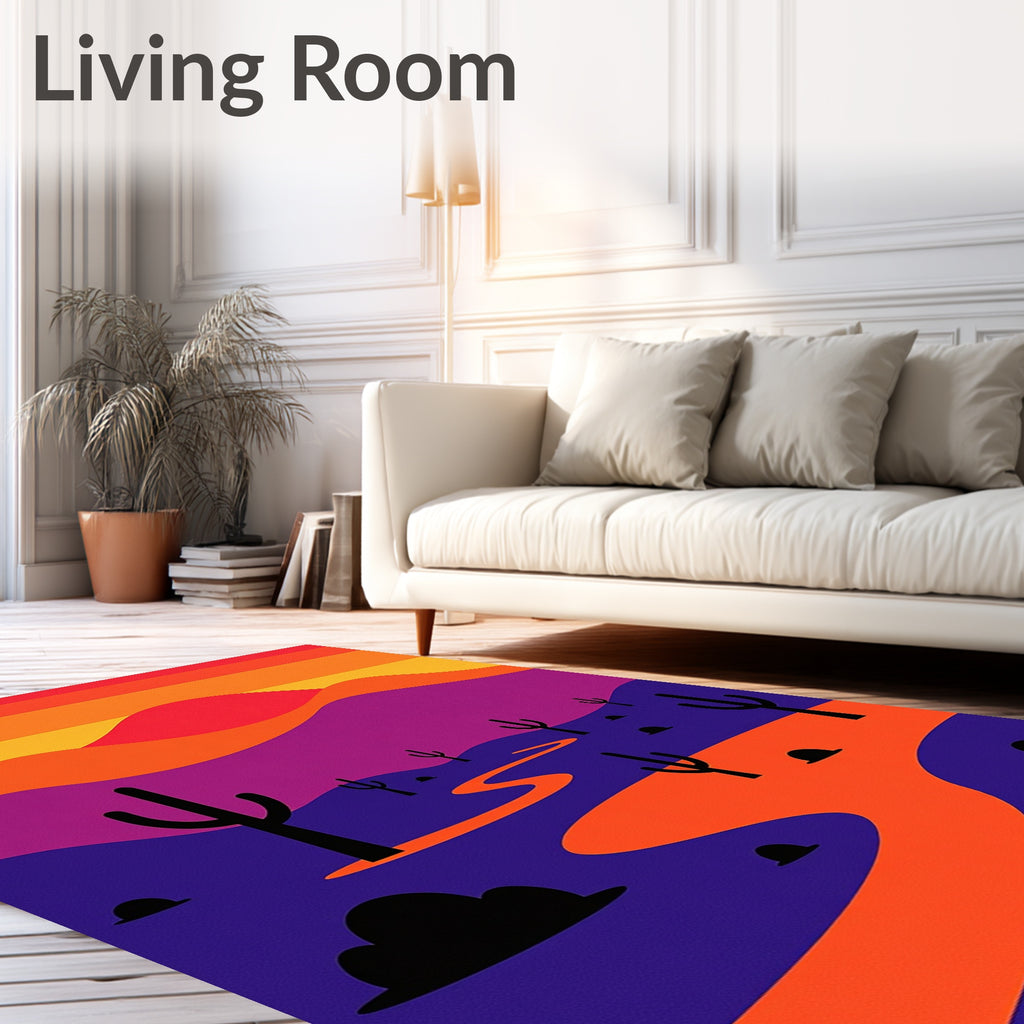Sunset Desert Cacti Winding Path Rug