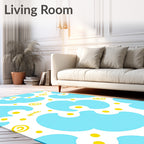 Playful Blue Yellow Cloud Burst Rug