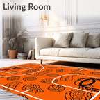 Orange Basketball Court Abstract Throw Rug