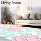 Whimsical Pink Teal Floral Scatter Rug
