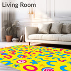 Vibrant Yellow Number And Symbol Collision Rug