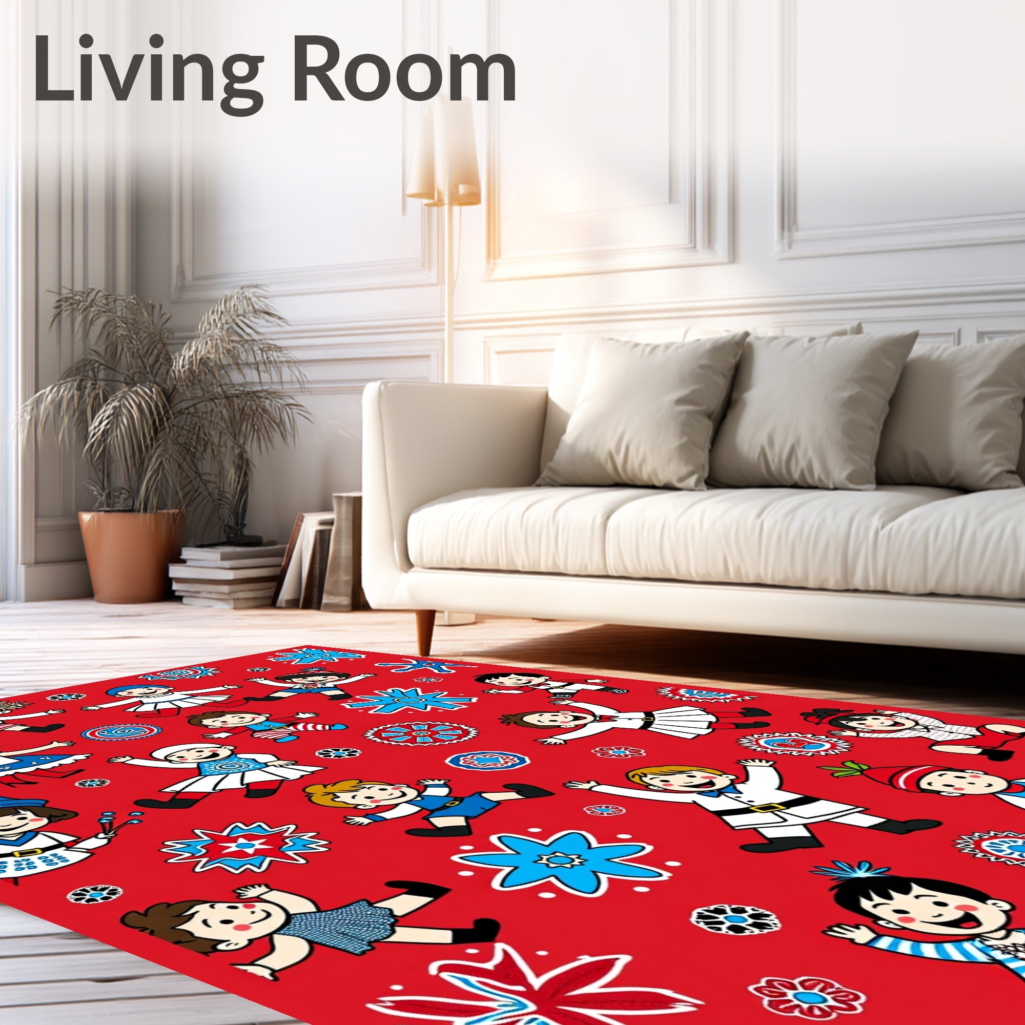 Joyful Children Red Festive Medallion Rug