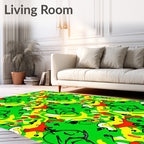 Bold Neon Green Abstract Shapes Rug