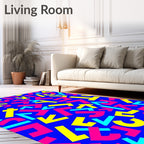 Bold Blue Neon Geometric Shapes Rug