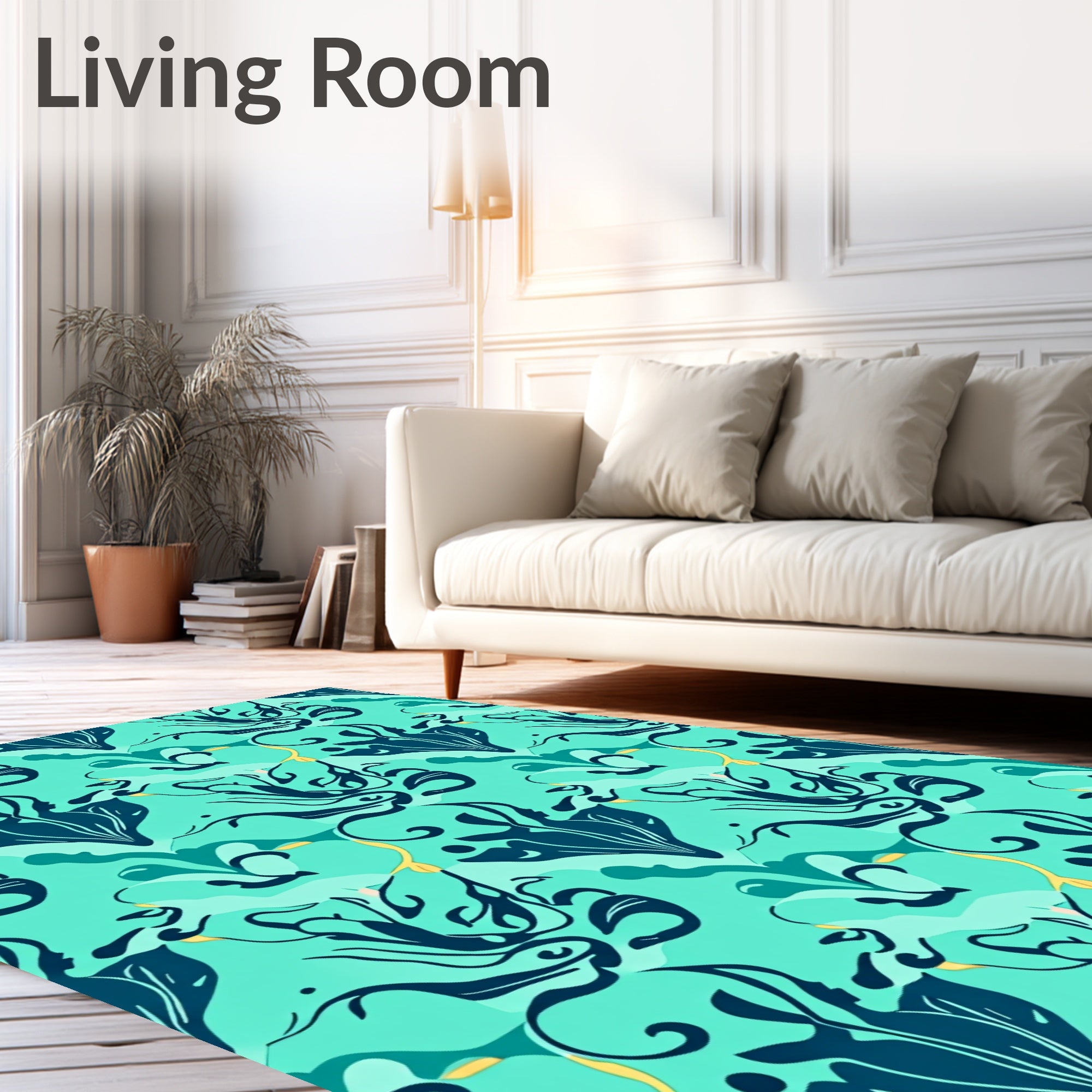 Teal Abstract Organic Flow Rug