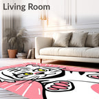 Cute White Tiger Pink Burst Rug