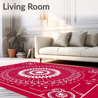 Crimson Medallion Rose Floral Border Rug