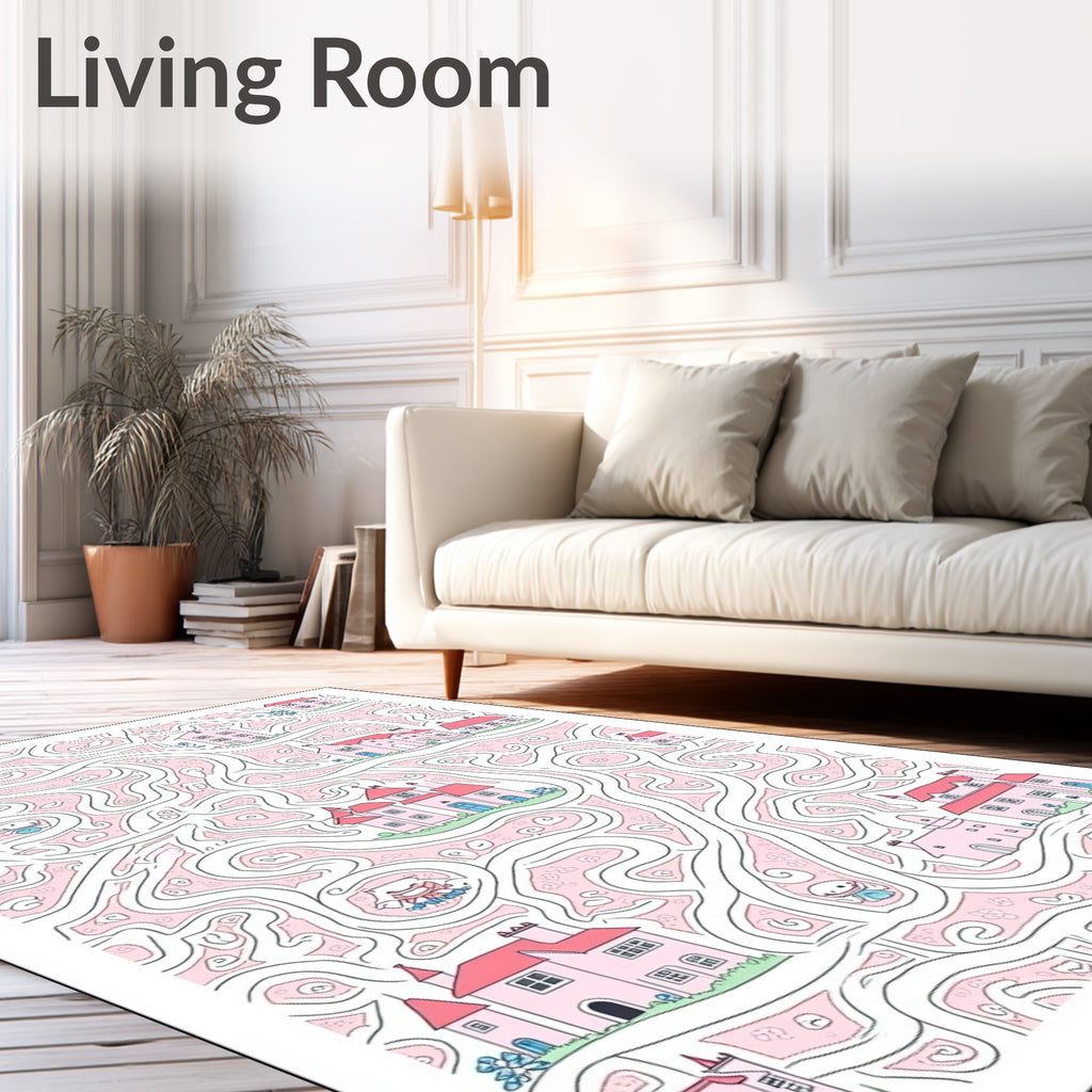Pink Village Maze Abstract Rug
