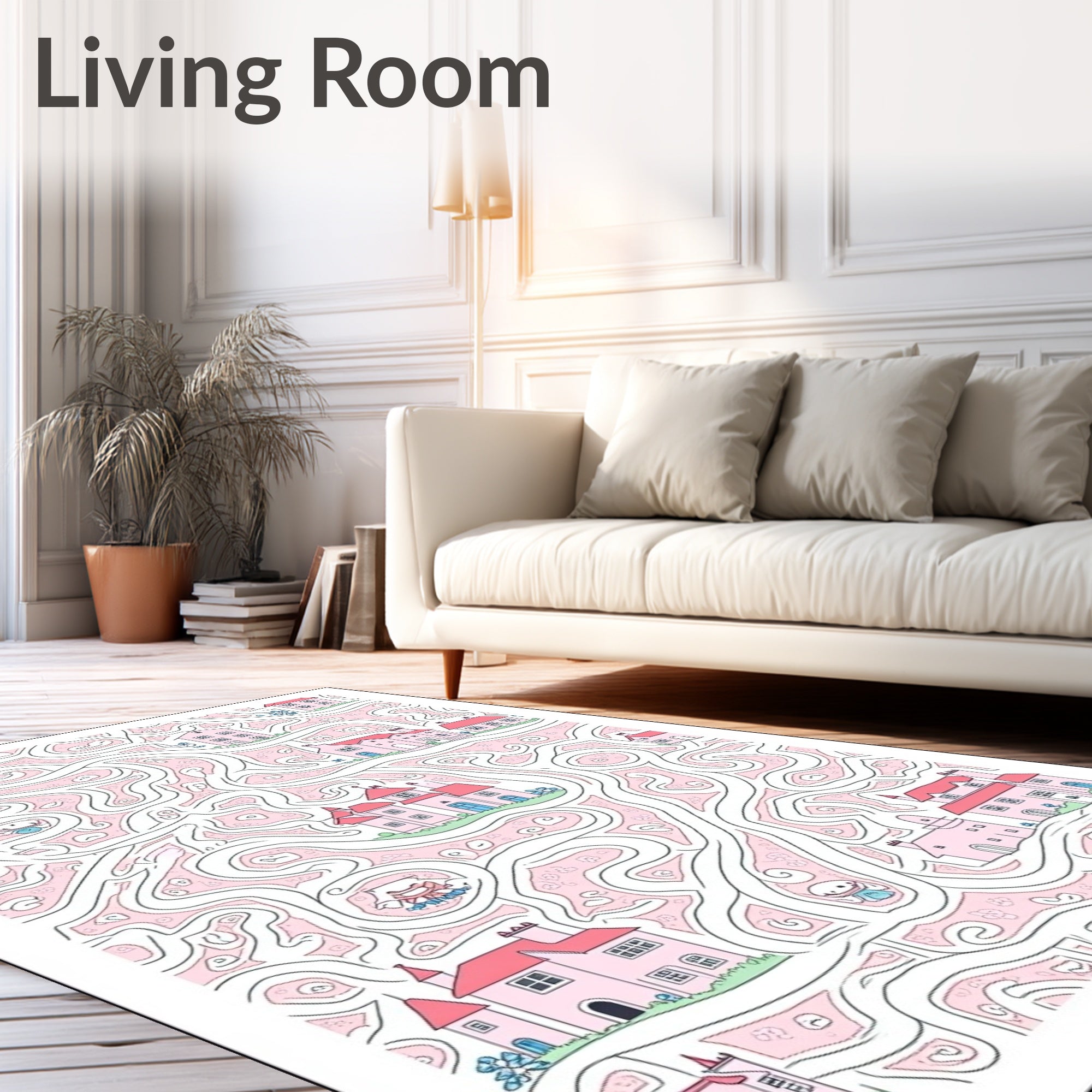 Pink Village Maze Abstract Rug