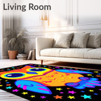 Vibrant Neon Owl Stars Rug