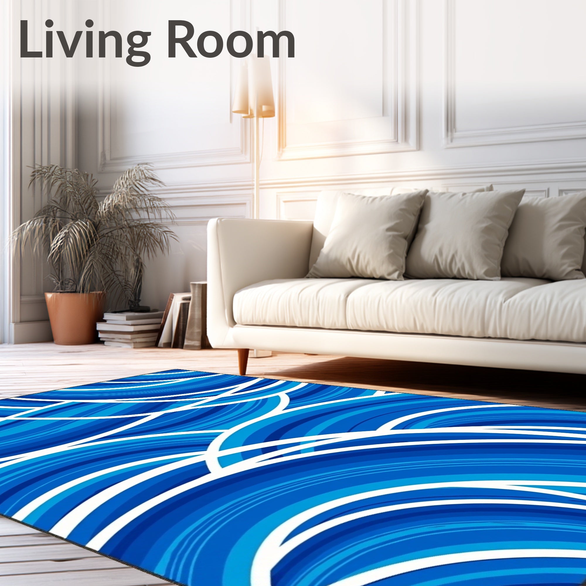 Bold Blue Abstract Swirl Rug